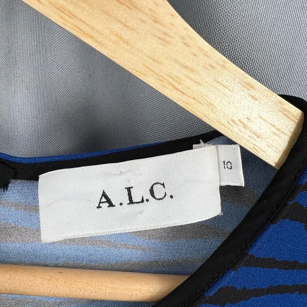 A.L.C. Shift Dress Blue Animal Print Bold Mod Retro Edgy Glam Mini Size 10 - Image 7