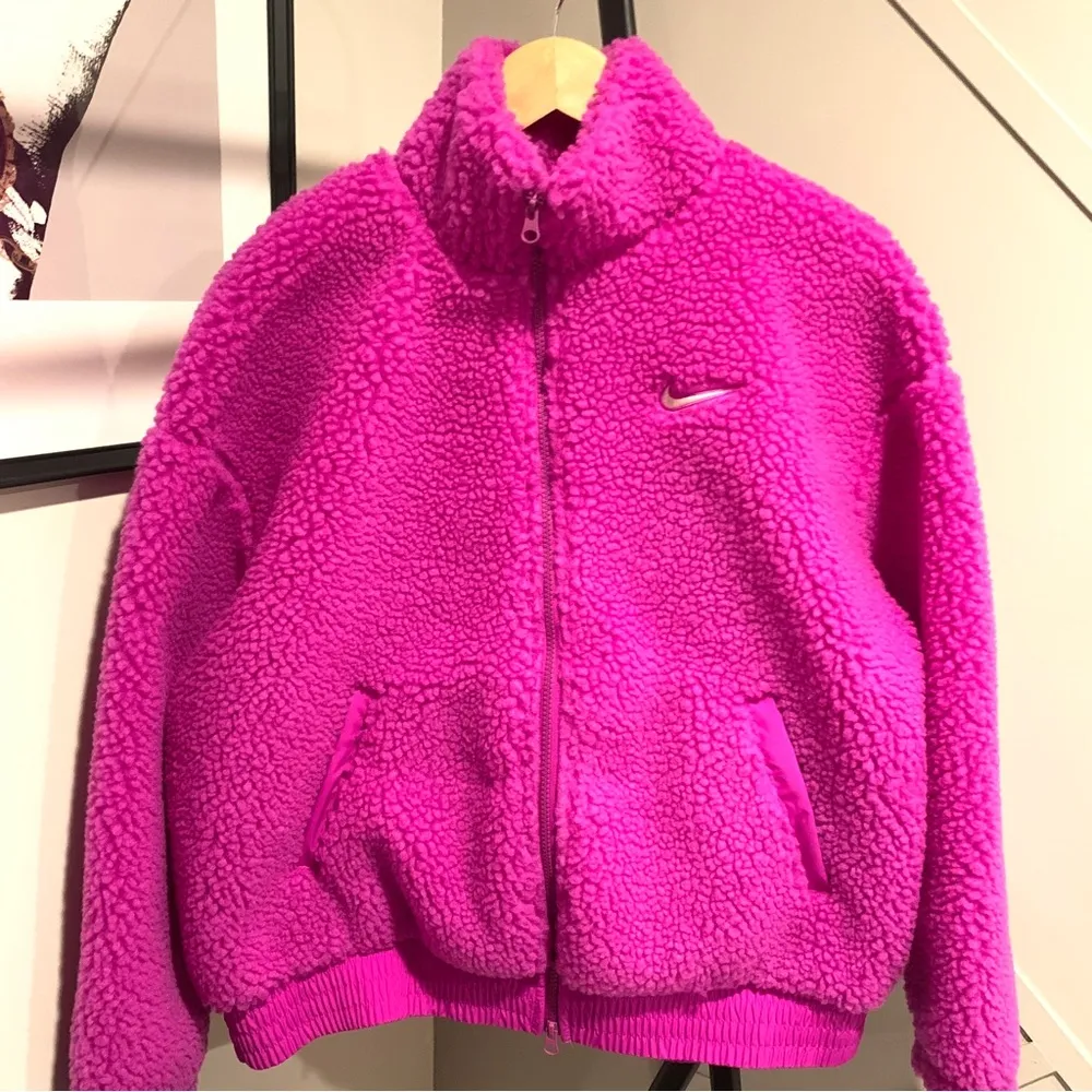 Nike NSW Swoosh Plush Jacket in Vivid Purple & Pink Oxford Coat NWT Size… - Image 15