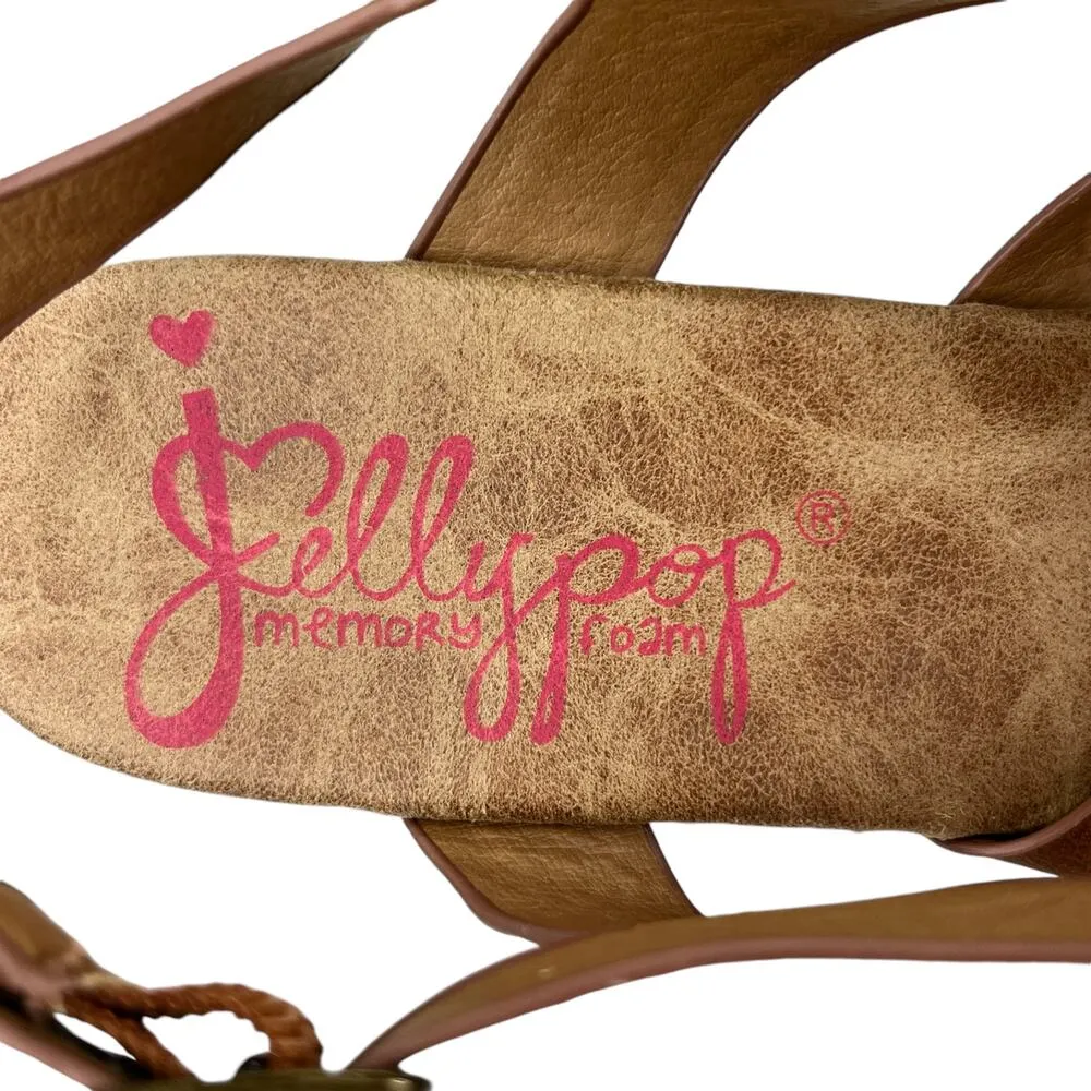 Jellypop Sandals Platform Wedge Memory Foam Springs Cognac Distress 11M New - Image 10
