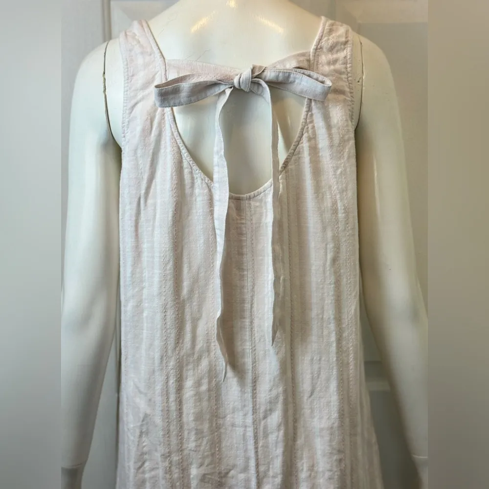 Cloth and Stone 100% Cotton Tie Back High Low Striped  Dress White/Pink S XL F18 - Image 4