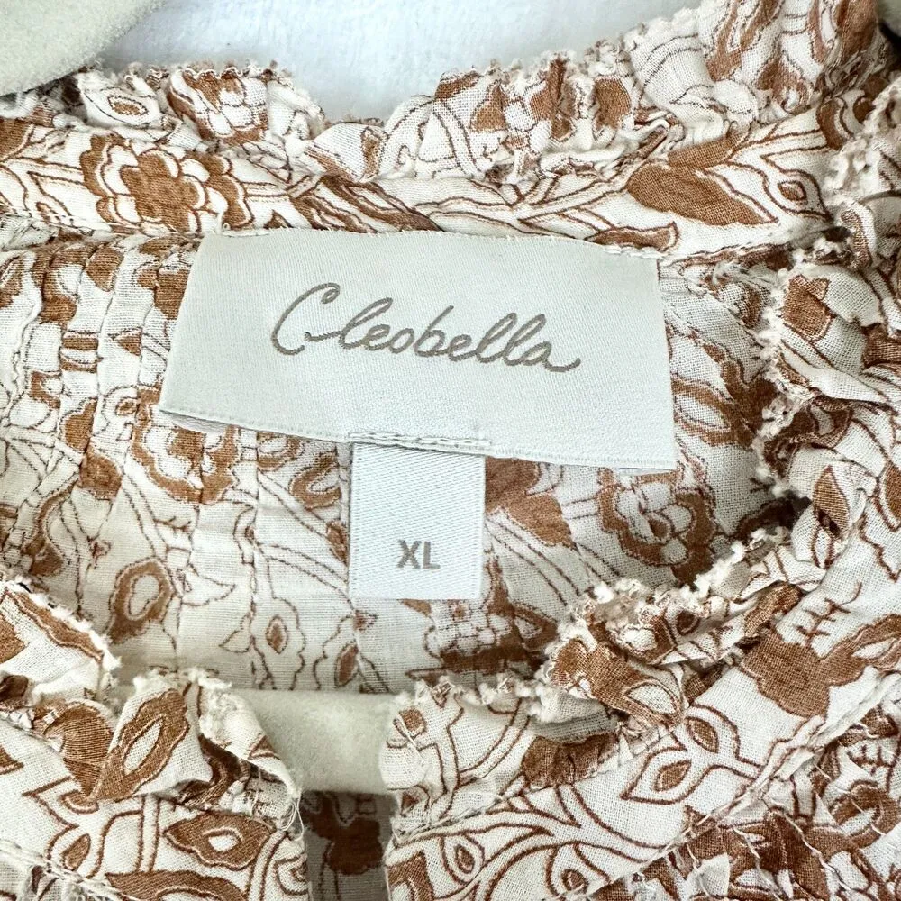 Cleobella Reza Blouse Size XL Tamil Block Floral Organic Cotton Handmade - Image 8