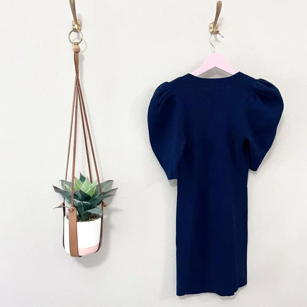 NWT Ted Baker Dollra Navy Scoopneck Ribbed Bodycon Knit Dress Size 2 - Image 4