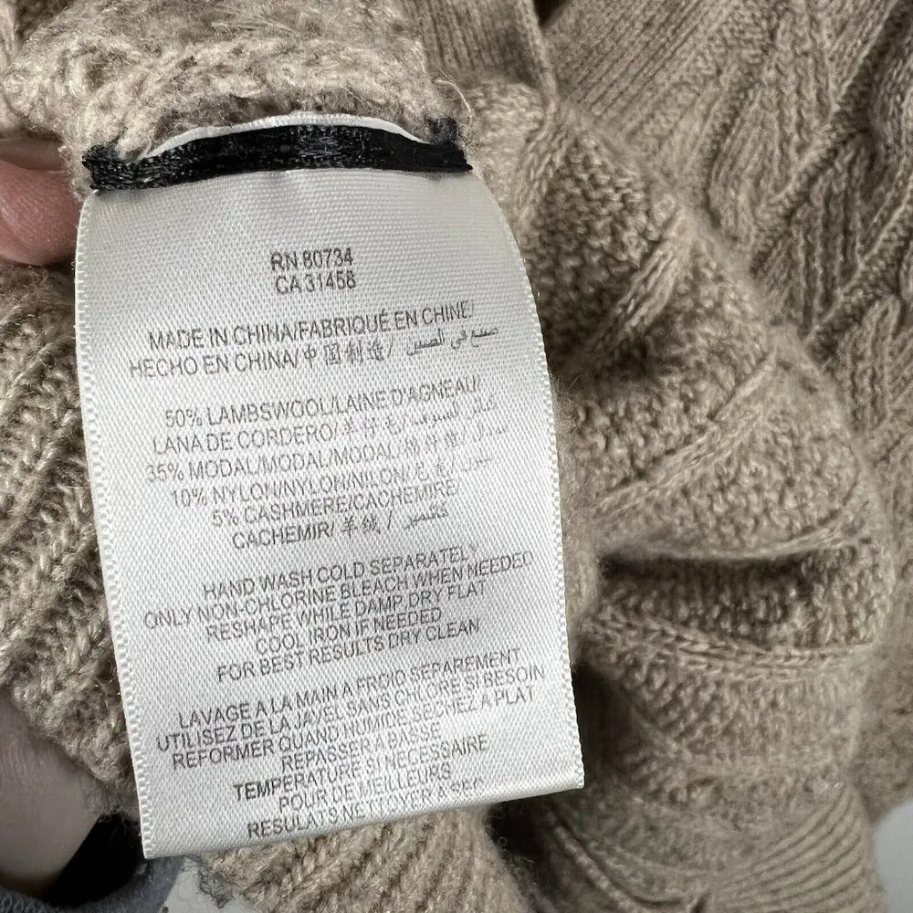 Bcbg Maxazria Oatmeal Brown Wool Blend Oversized Sweater Cardigan Vest Sz Medium - Image 9