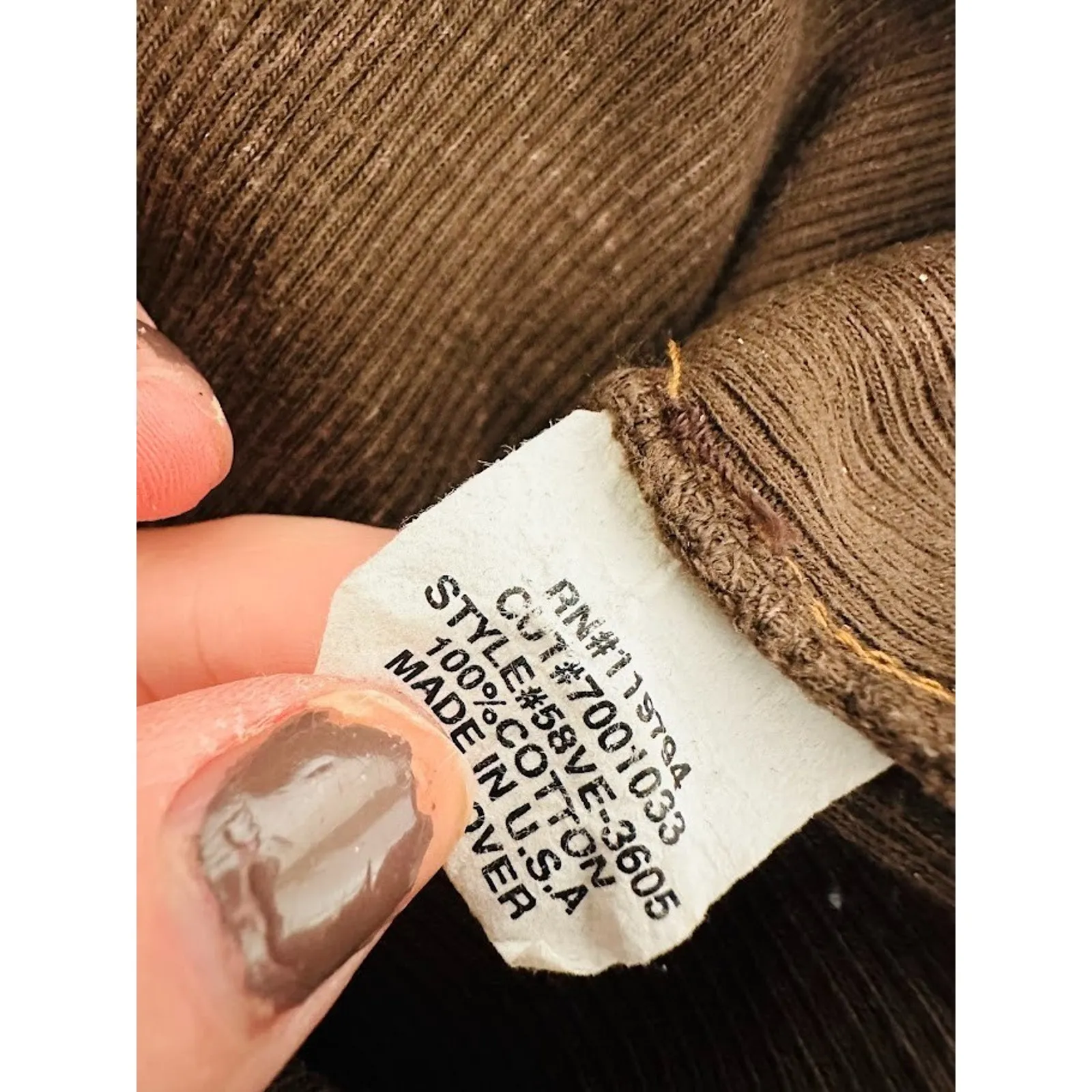 One World Y2K Long Sleeve Rhinestone Henley Top Women's L Brown Fitted Grunge - Image 6