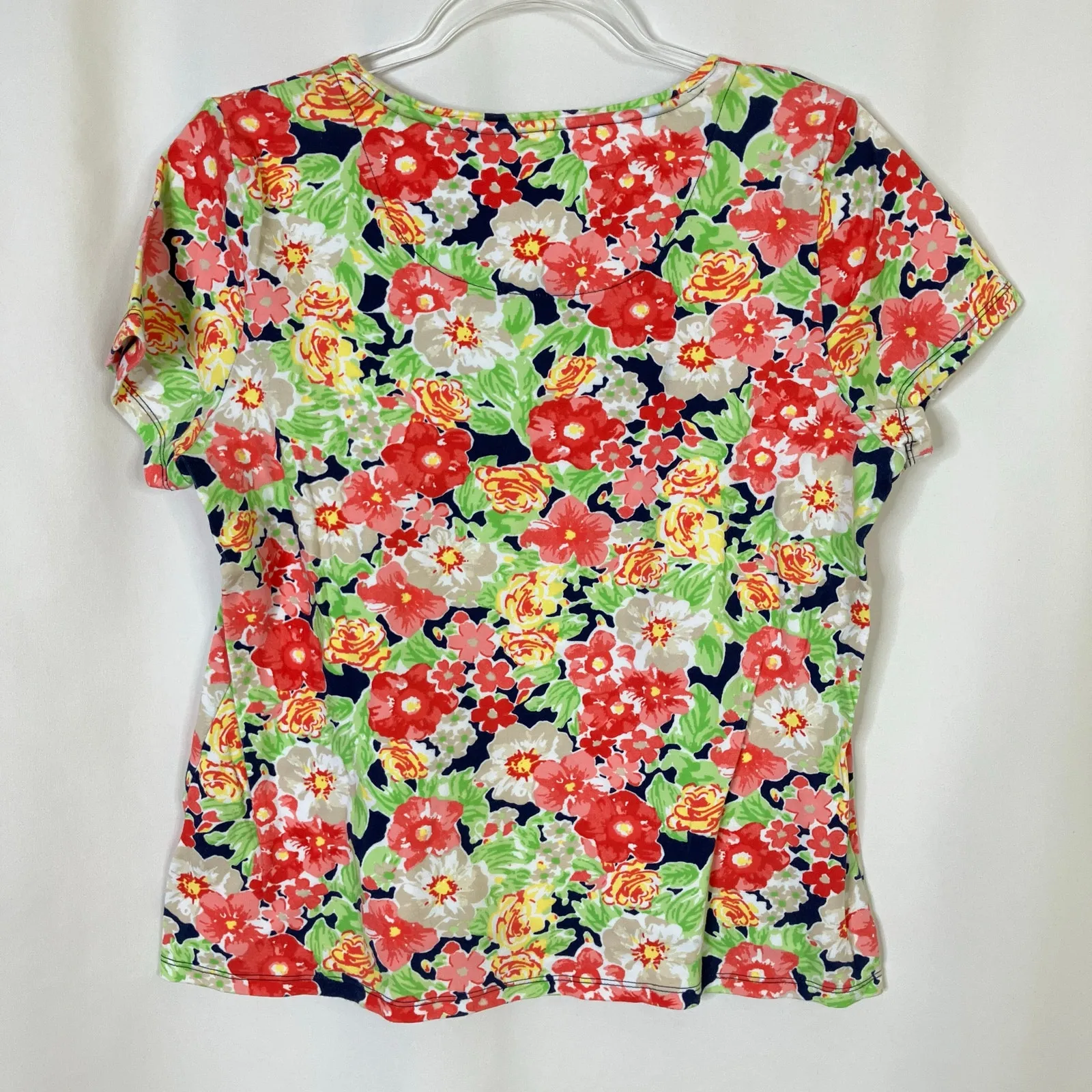 Charter Club Luxury 100% Pima Cotton Floral Short Sleeve Tee Shirt Womens Large - Image 4