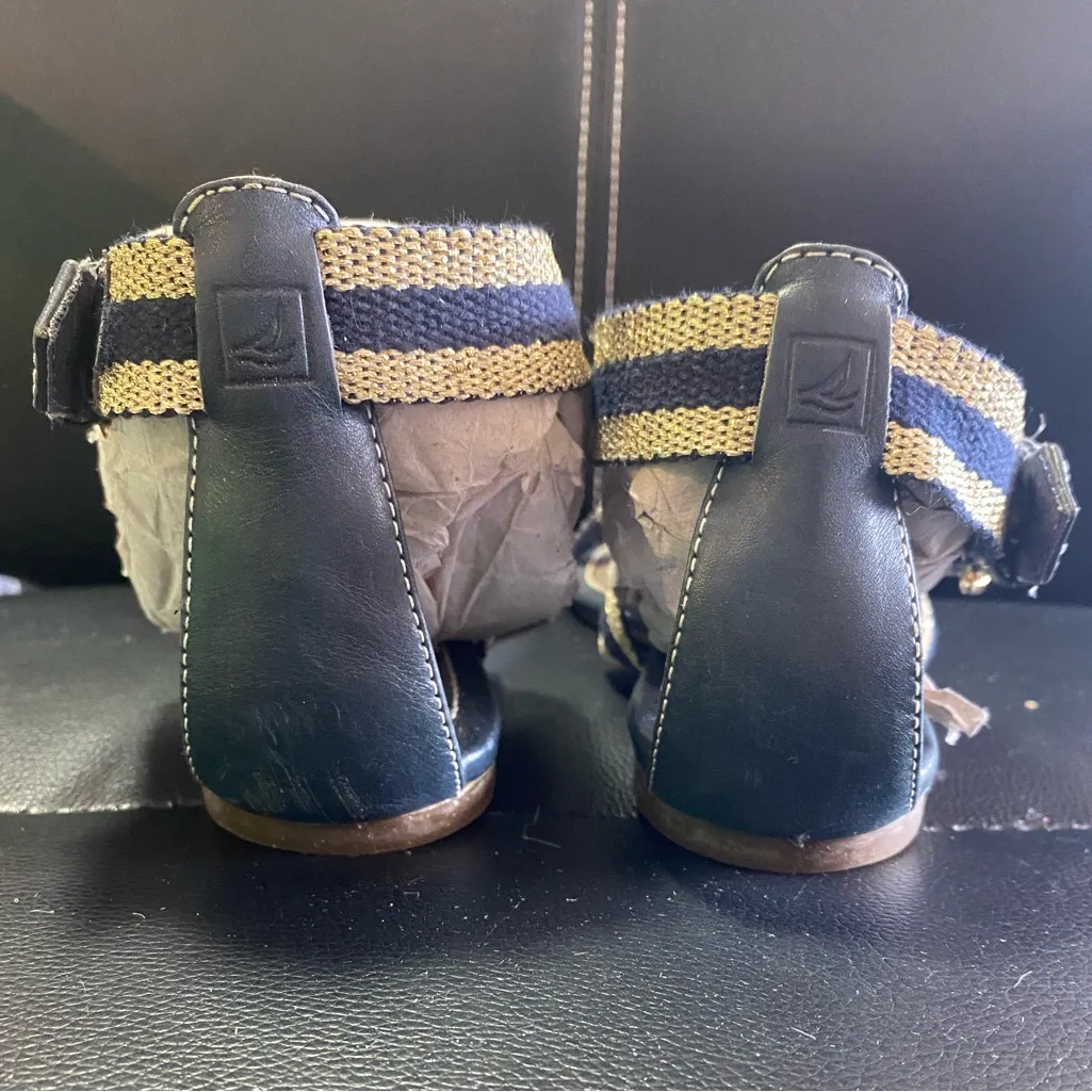 Sperry Stylish Women's Sandals with Straps Navy Blue and Gold Size 7 1/2 - Image 9