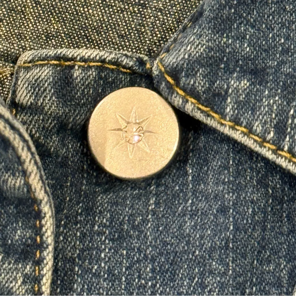 See By Chloe Cropped Denim Jean Jacket Size 6 Rhinestone Buttons Chic Classic - Image 10