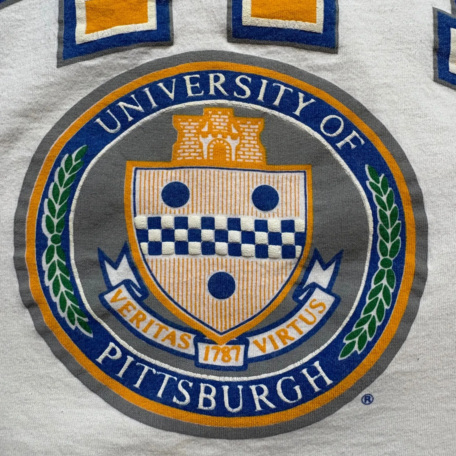 PITT VINTAGE University of Pittsburgh Cropped T Shirt Womens Large Single Stitch White Size M - Image 6