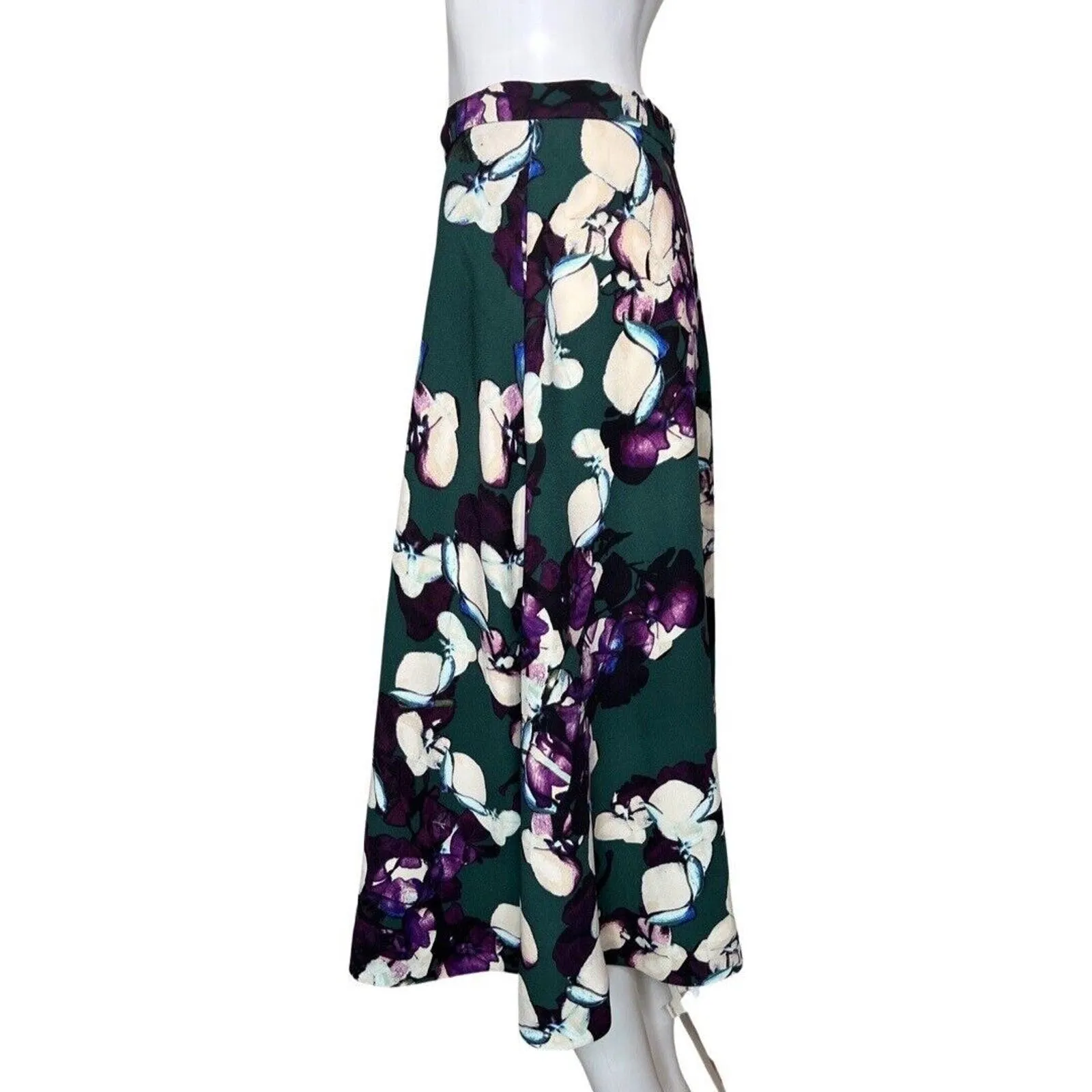 Banana Republic Skirt Womens 0 Green Purple Floral Flowers A-Line Bloomcore Boho - Image 3