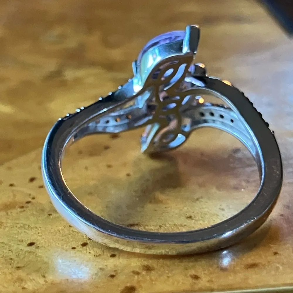 Moroccan Amethyst Red Garnet Sterling Silver Ring Size 9 - Image 5