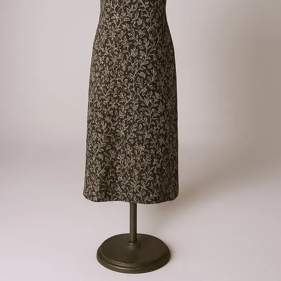 Vintage Laura Ashley Brown Floral Sleeveless Midi Dress Size 6‎ V-Neck Cottage - Image 3