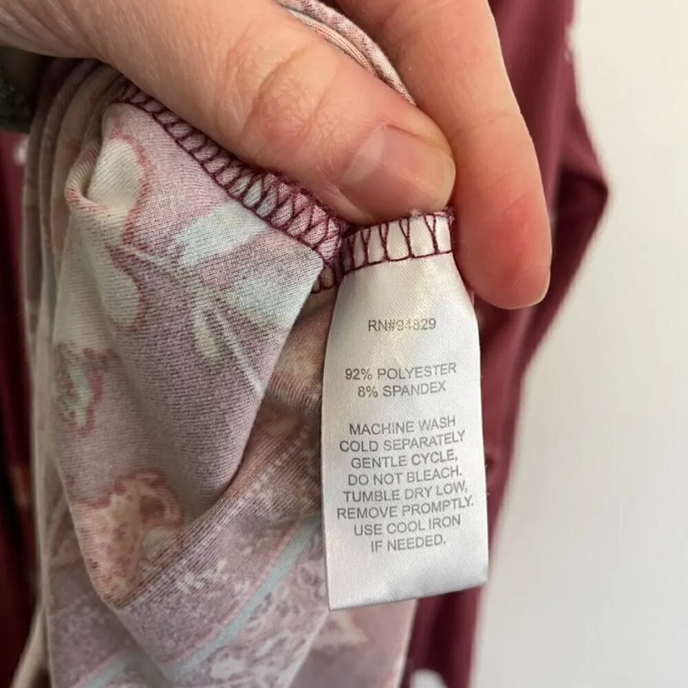 DEREK HEART Mauve Pink Floral Border Print Cold Shoulder Long Sleeve Shift Dress - Image 10