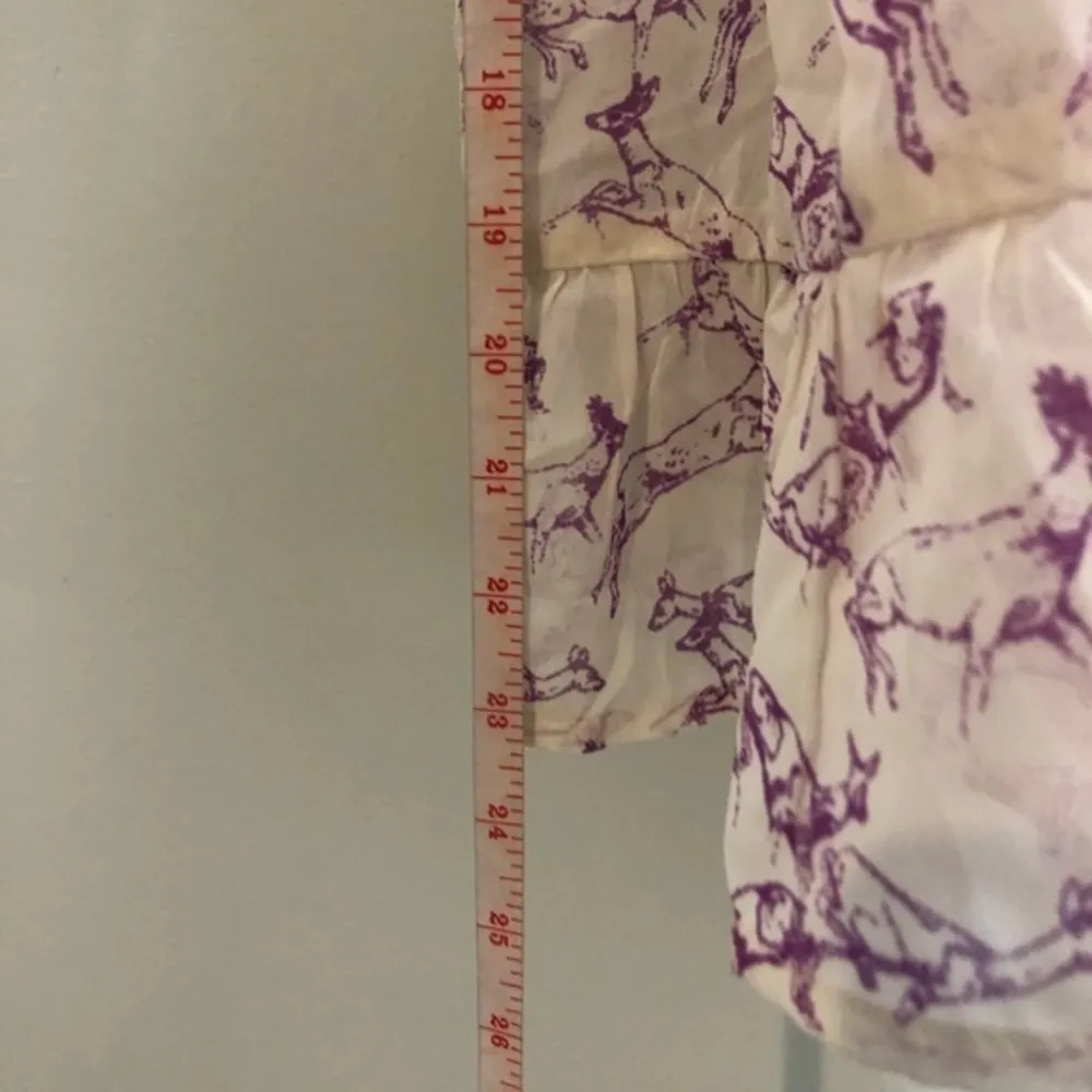 NWOT Purple White Ruffle Deer Print Blouse Top New - Image 5