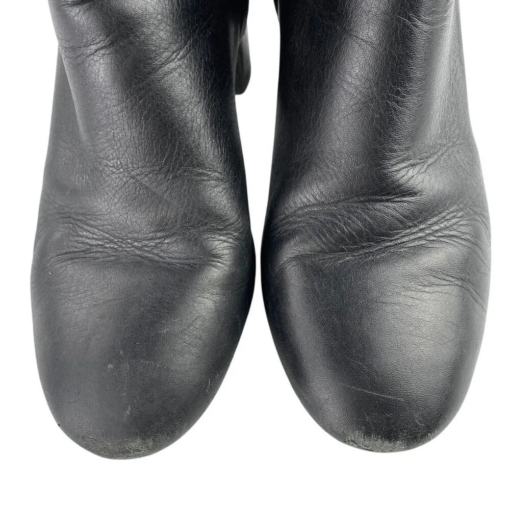 Tory Burch Brooke Womens Black Leather Block Heel Round Toe Zip Ankle Boots 8.5M - Image 6
