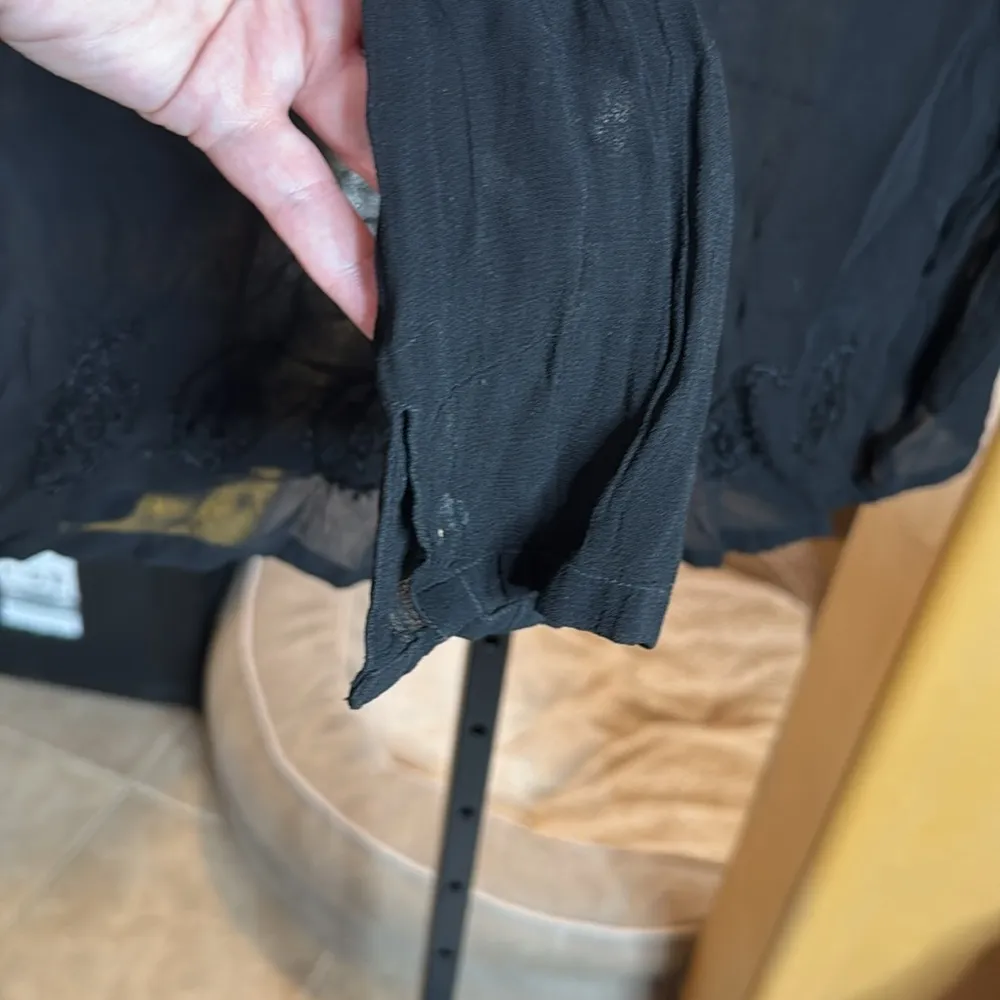 Vintage Karma Highway Black Embroidered Sheer Top Made in India Size XL - Image 3