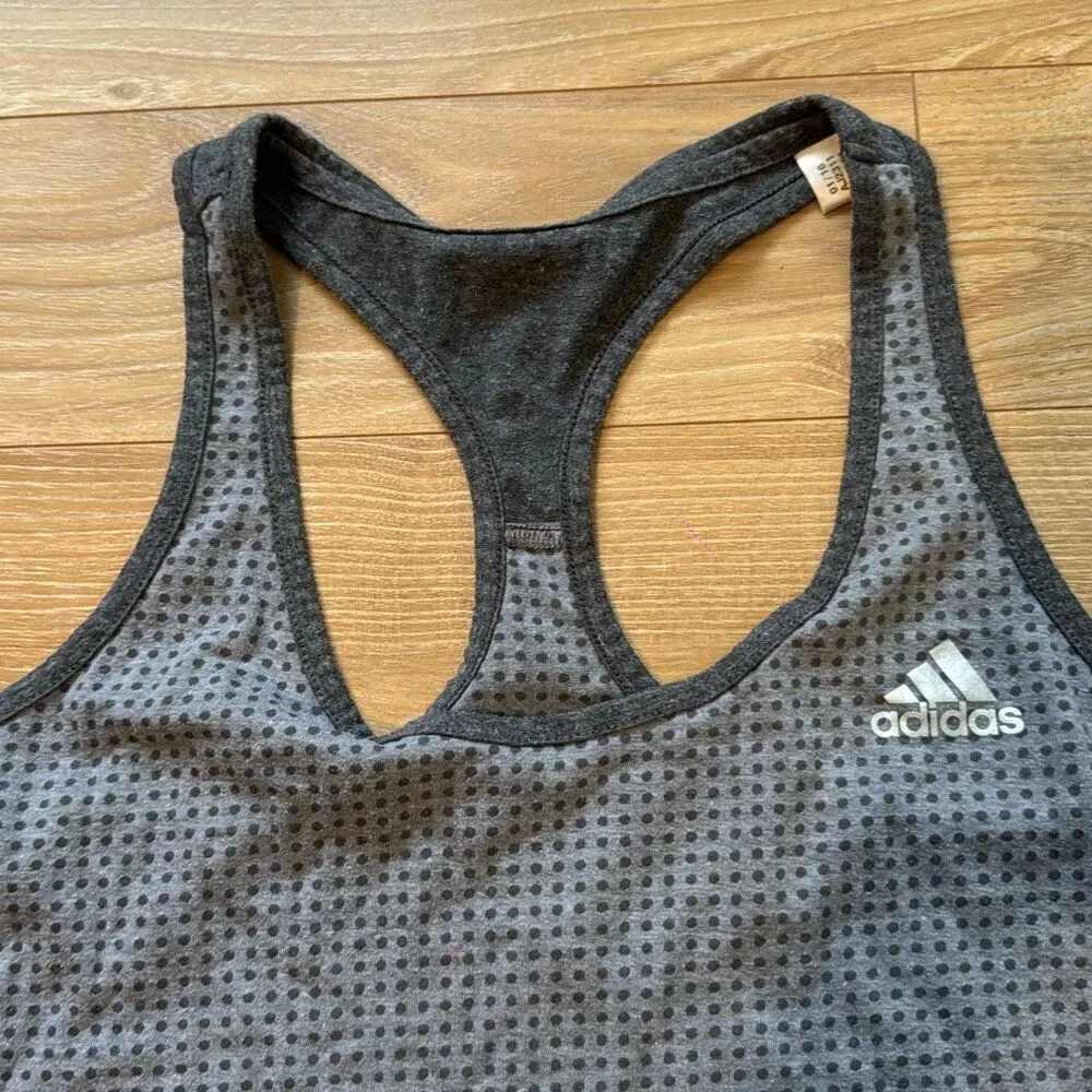 Adidas aero knit cool climate vintage gray polka dot tank top size medium - Image 2
