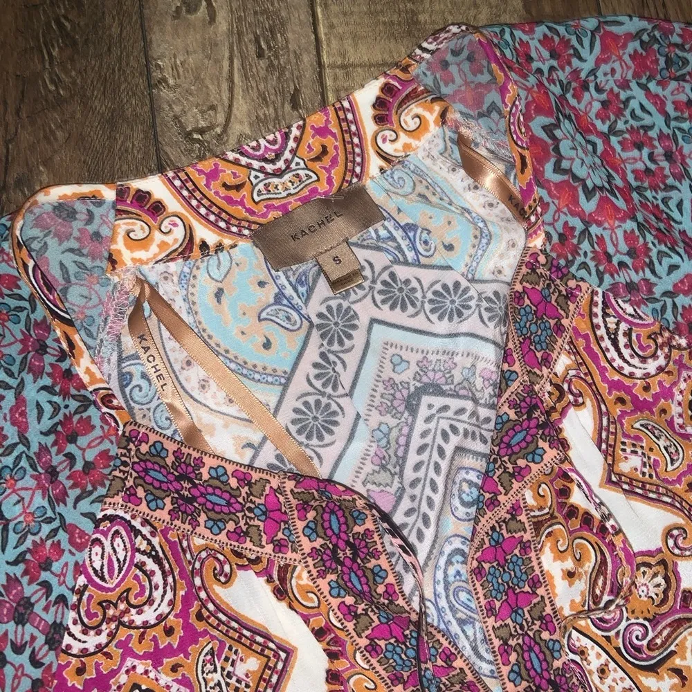 Kachel Travi Printed Maxi Dress NWOT 200$ boho spring Anthropologie kaftan Pink - Image 6