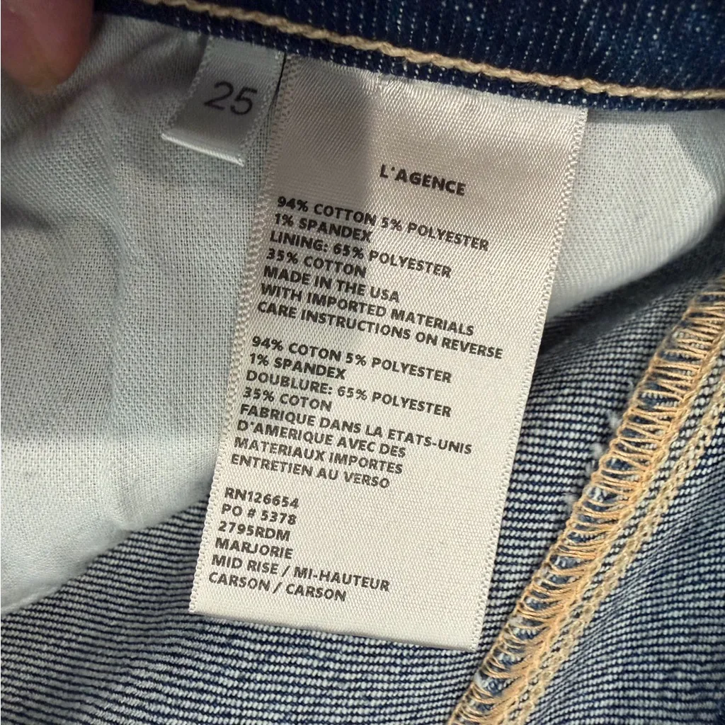 L’agence Marjorie Mr. Slouch Slim Straight Mid Rise In Carson Blue Size 25 - Image 5