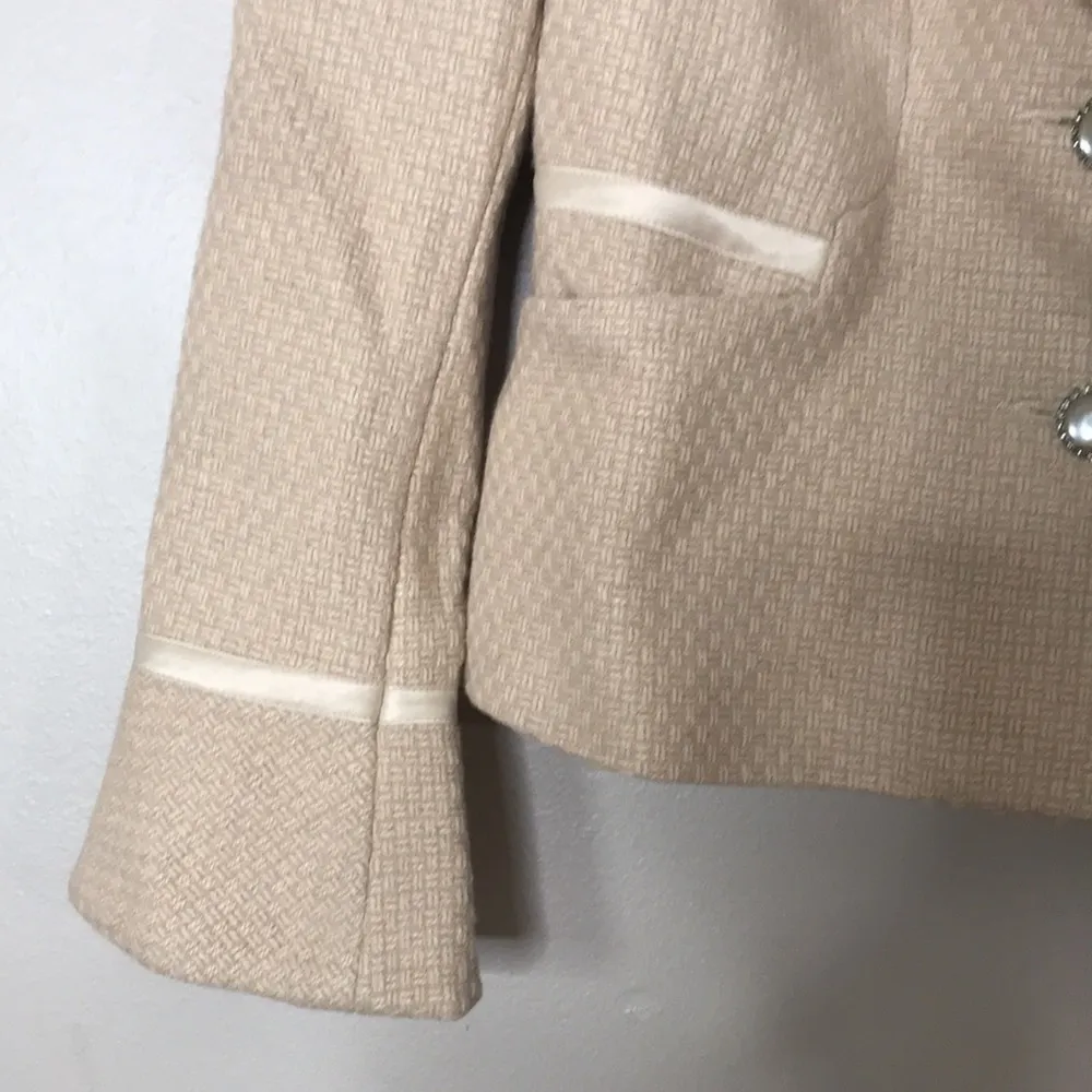 Vintage cache wool blend button up tweed style blazer size 4 - Image 4