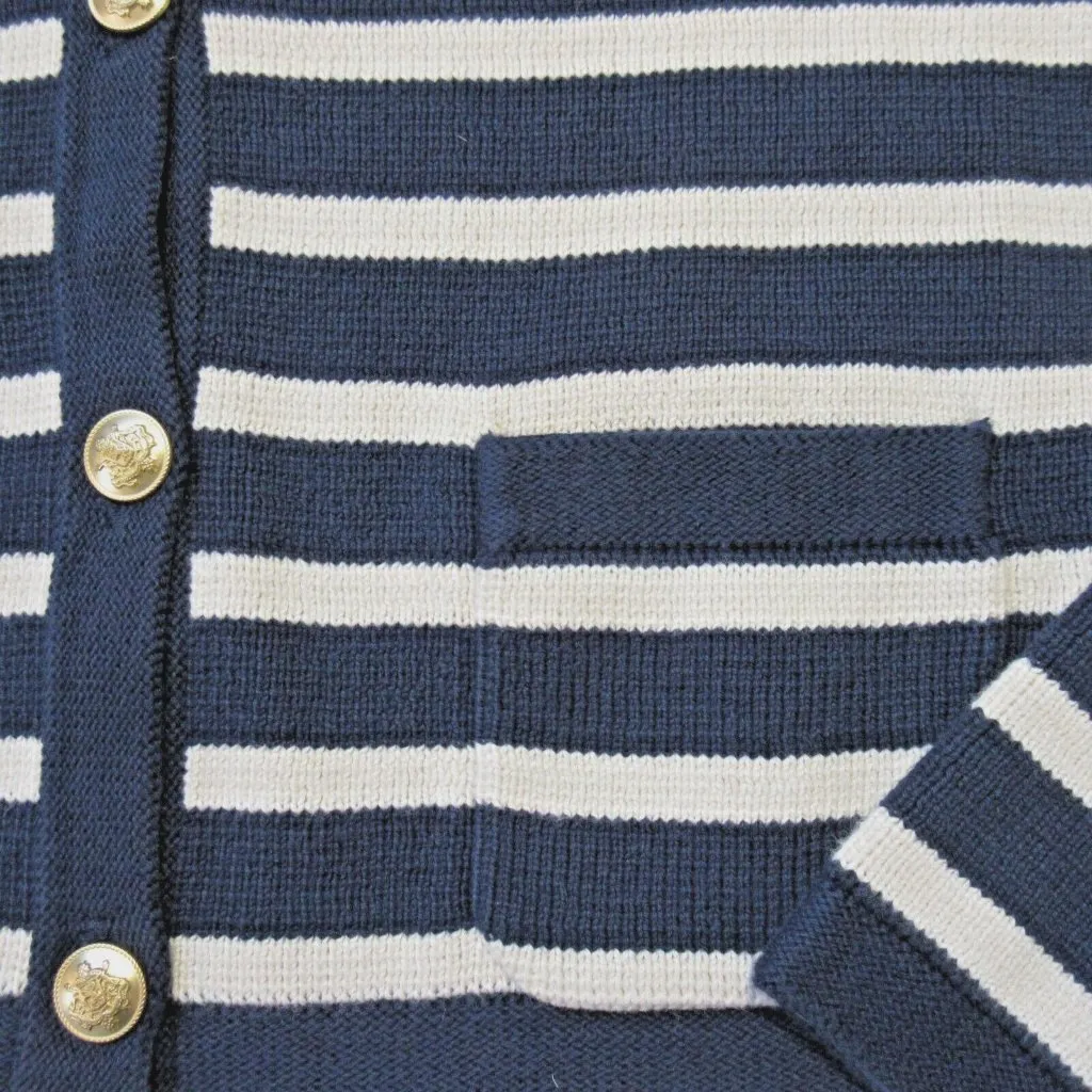 NWT J.Crew Emilie Sweater Lady Jacket in Navy Muslin Stripe Knit Cardigan M - Image 3