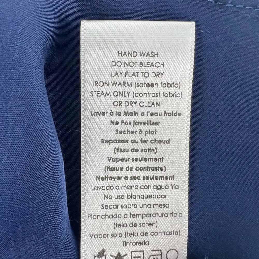 Nation Ltd Dera Cap Sleeve Satin T-Shirt with Velvet Trim Maritime Blue 6 - Image 12