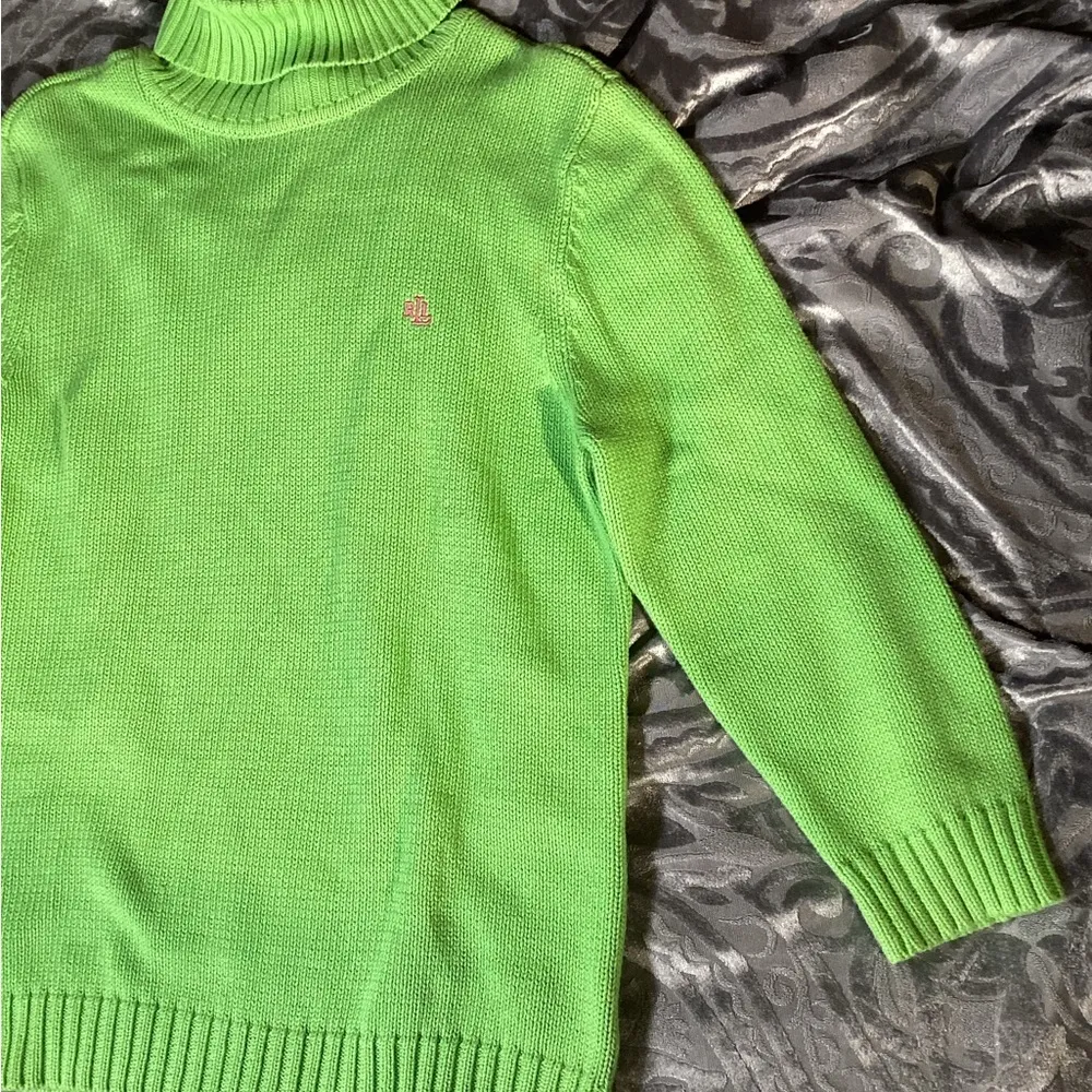 Vintage Lauren Ralph Lauren Green Cowl Turtleneck 3/4 Sleeve Sweater Large - Image 10