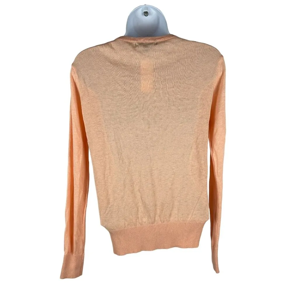 Papaya Womens Peach Cardigan Sweater M Long Sleeve Button-Front Cotton & Rayon - Image 2