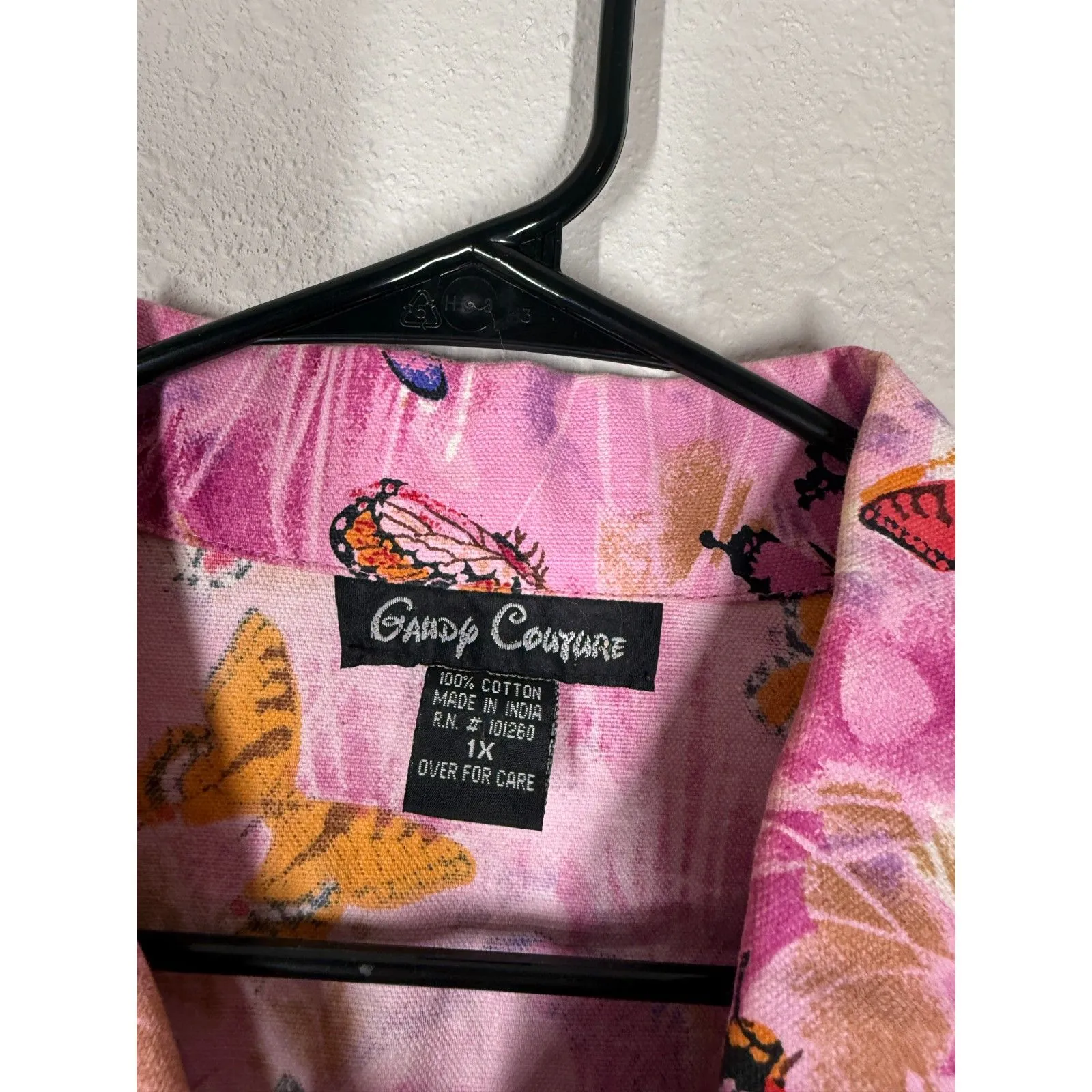 Vintage Candy Couture Butterfly Denim Jacket Sz 1X Maximalist Artsy Boho Sequin Pink - Image 7