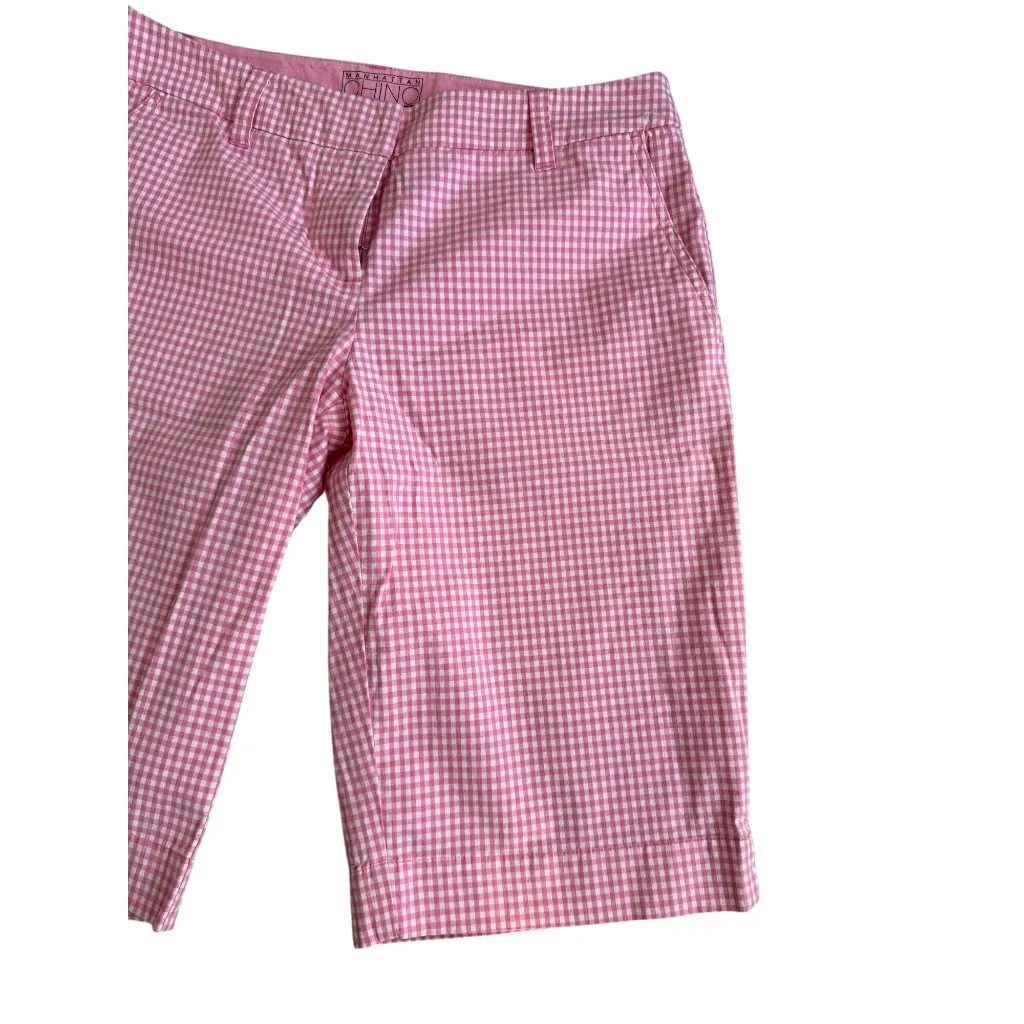 NEW YORK & COMPANY Pink White Plaid Manhattan Chino Bermuda Shorts Size 4 - Image 7