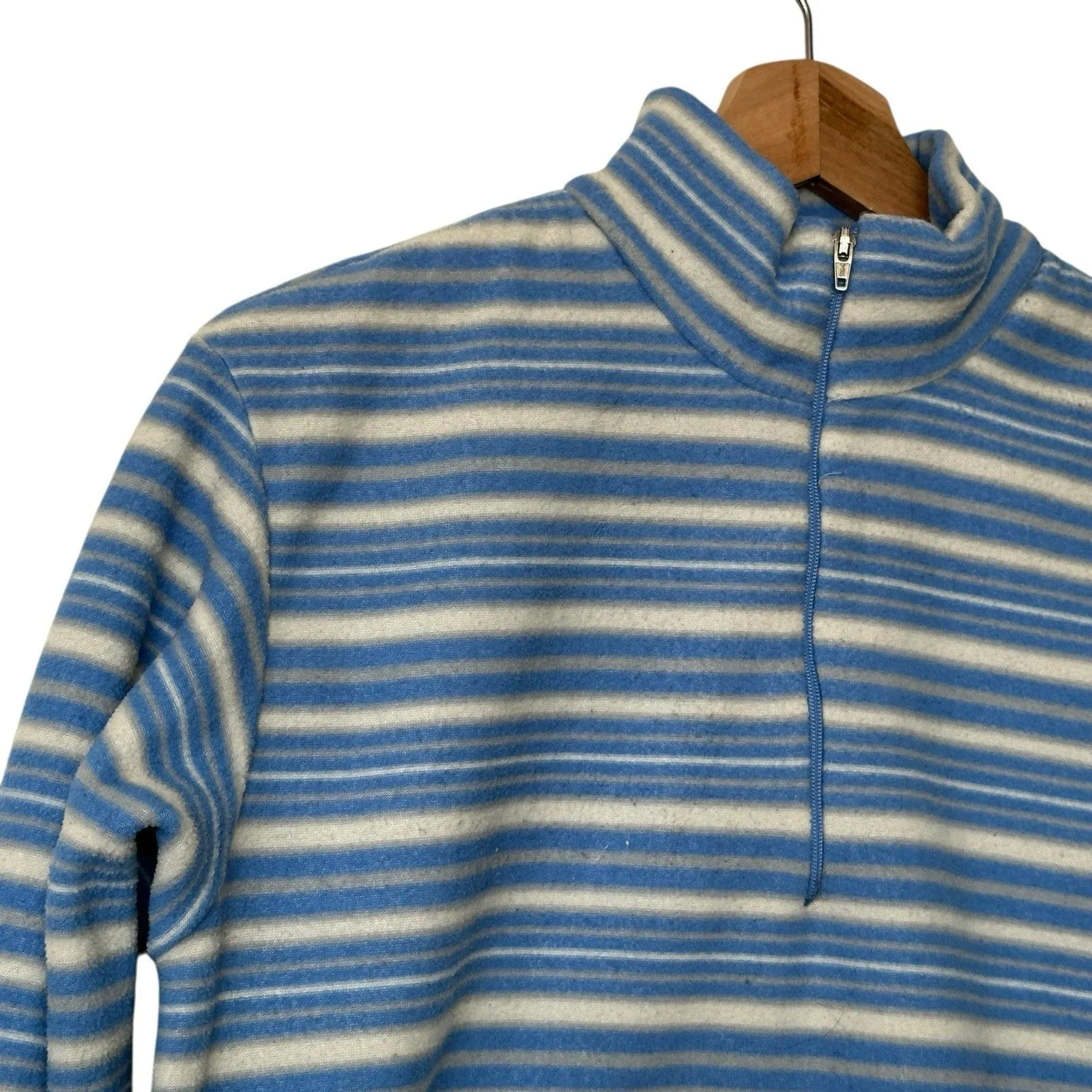 Patagonia CAPILENE VTG M 1/4 Zip Pullover Women's Blue Striped Fleece Sweater - Image 9