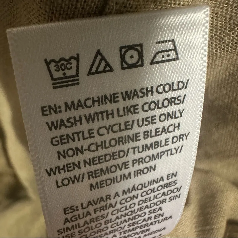 Beachlunchlounge Linen Rayon Blend Khaki Utility Long Sleeve Dress Womens XXL - Image 15