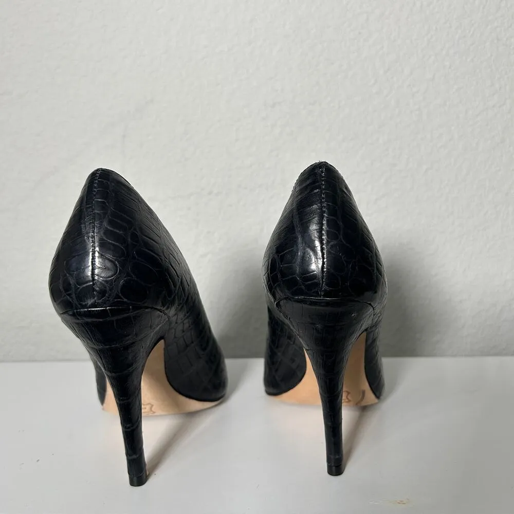 Alexandre Birman Croc Embossed Black Heels Size 37 (US 7) Minimalist Capsule - Image 7