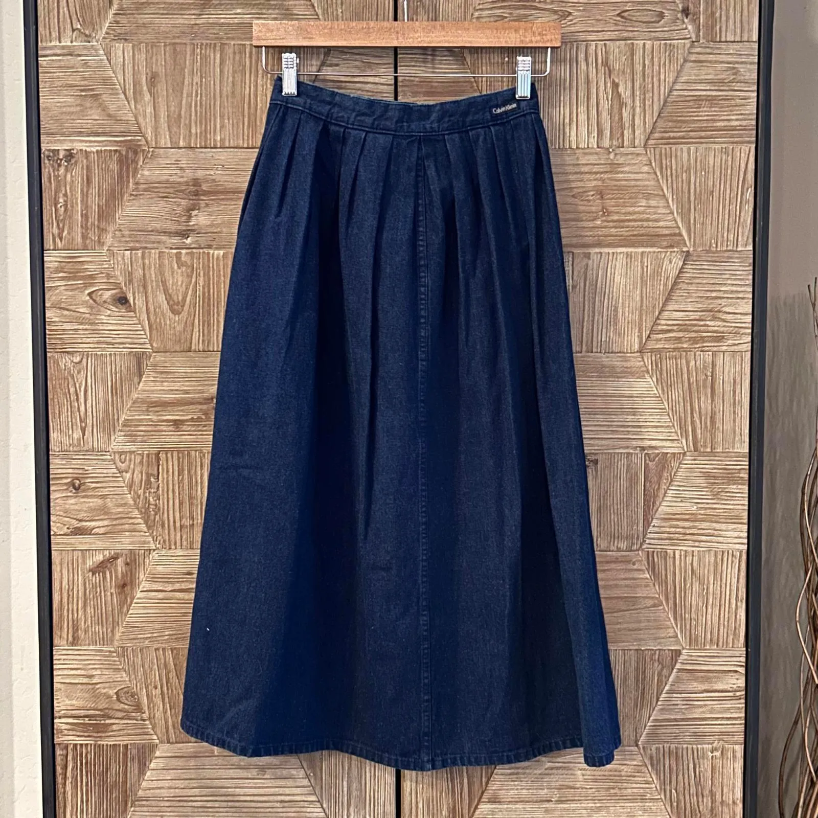 Vintage Calvin Klein Womens Pleated Denim Midi Skirt Size 6 Y2K - Image 5