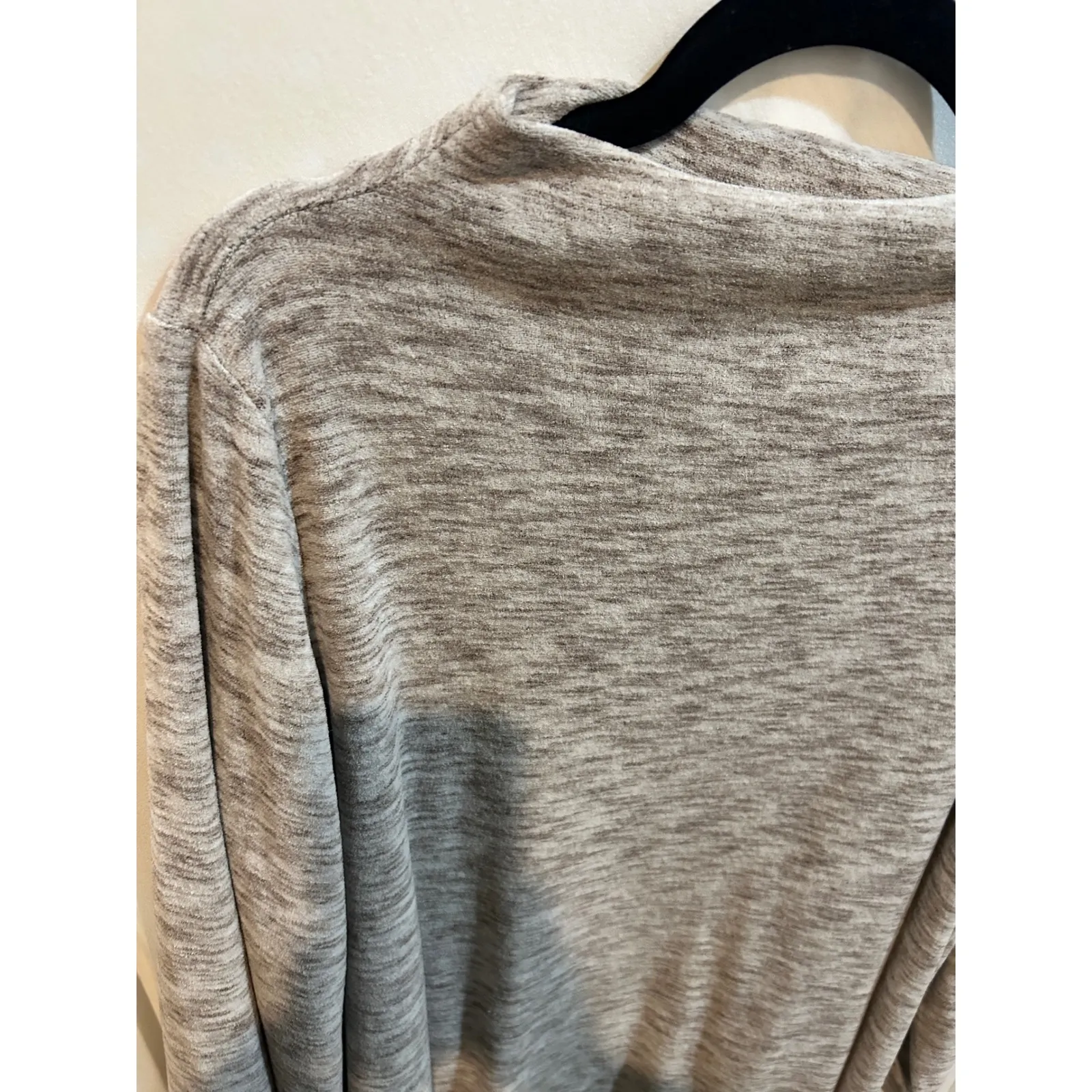 J Jill Women's Large L Long Sleeve‎ Knit Top Funnel Neck Taupe Beige Heathered Tan - Image 2