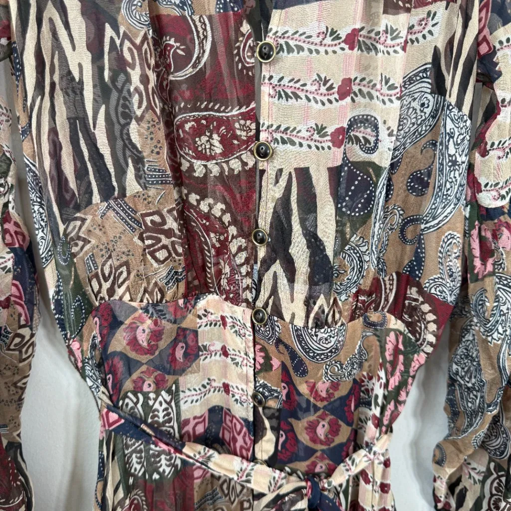 Veronica Beard Isra Multi-Print Silk Maxi Dress Women's 0 Paisley Tie Waist NWOT - Image 10