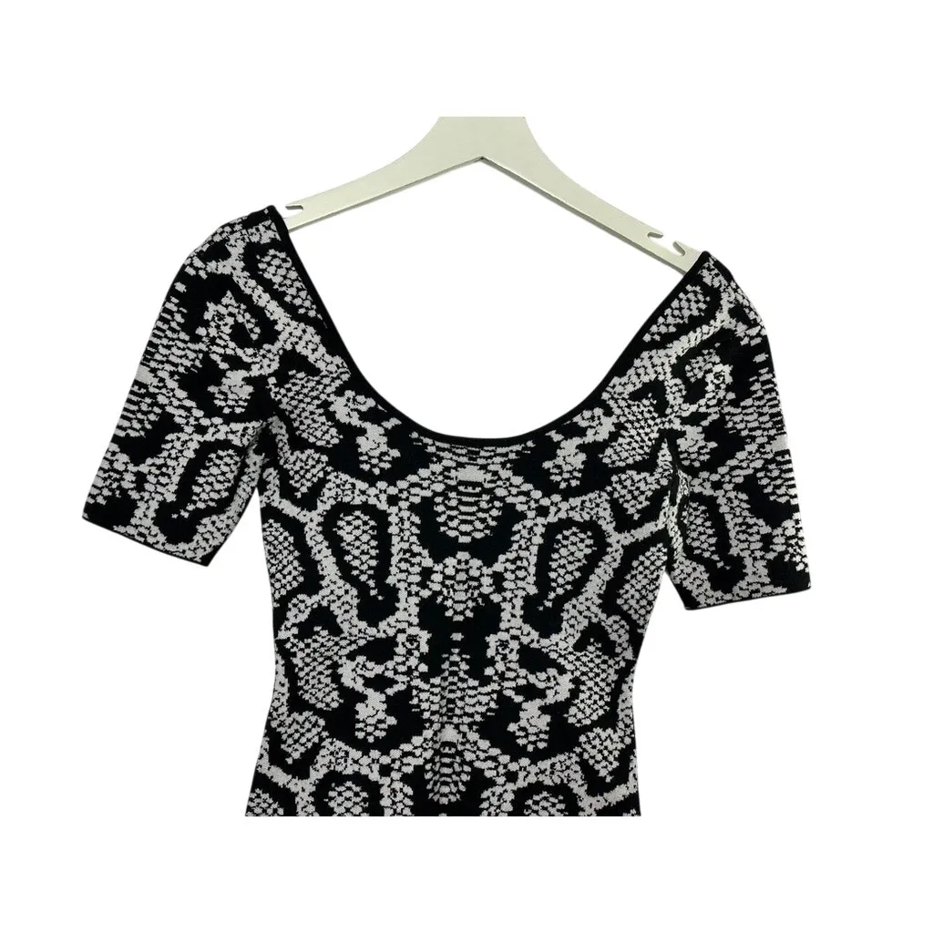 Bebe Black & White Snakeskin Print Stretchy Bodycon Dress Women's XS - Image 3