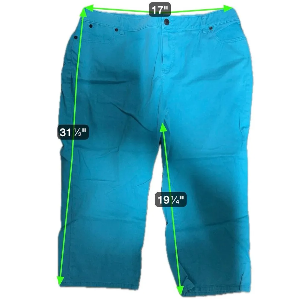 Talbots Curvy Aqua Crop Pants 16P Stretch Cotton Capri Comfort Fit - Image 8