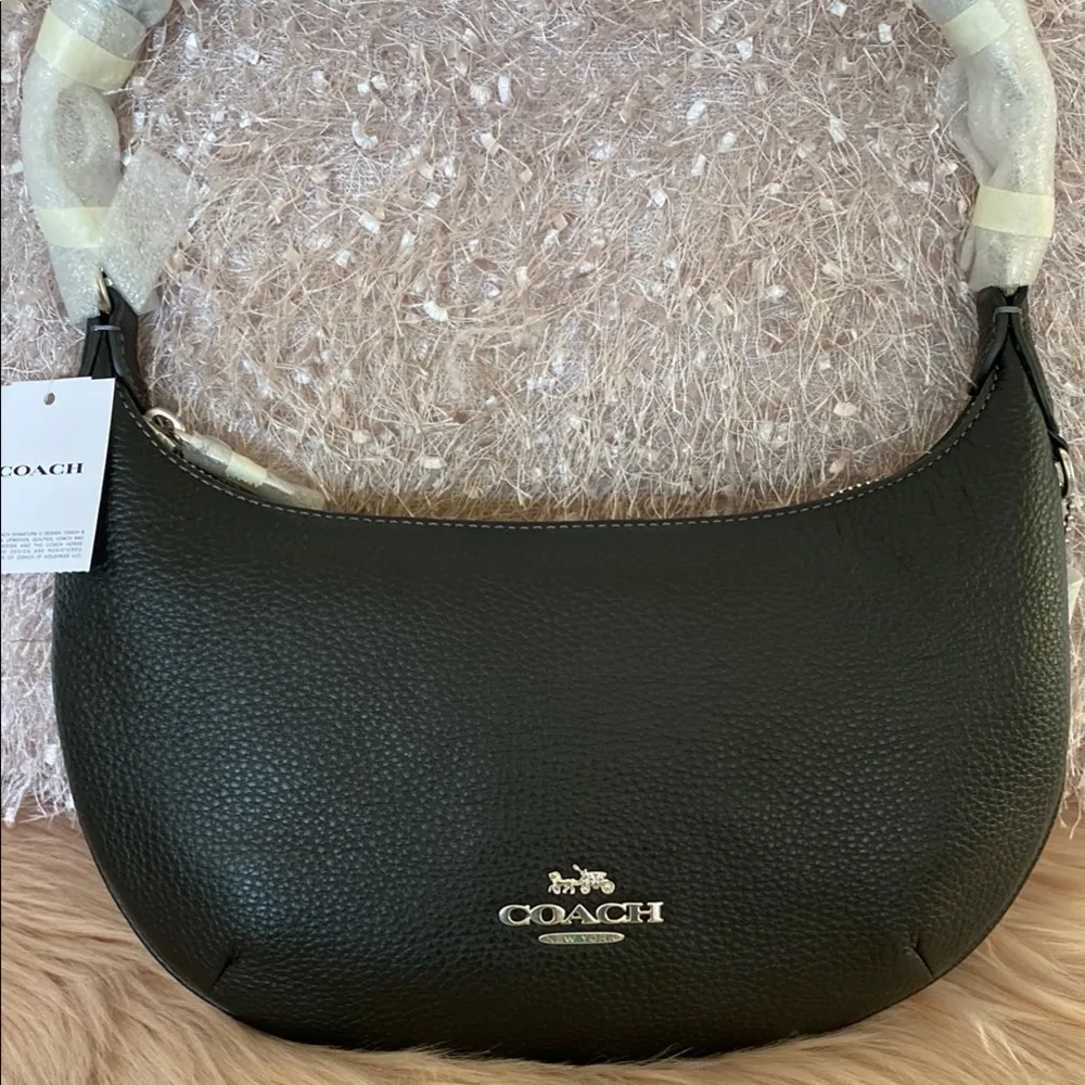 MWT Coach Black Leather Shoulder Bag with Minimalist Design - Image 3