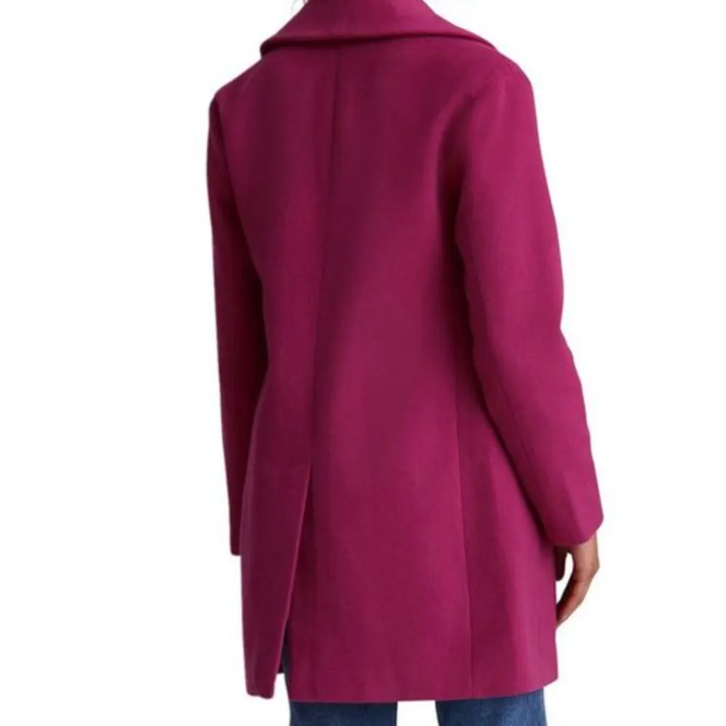 NWT Avec Les Filles Shawl Collar Twill Peacoat In Berry Large - Image 3
