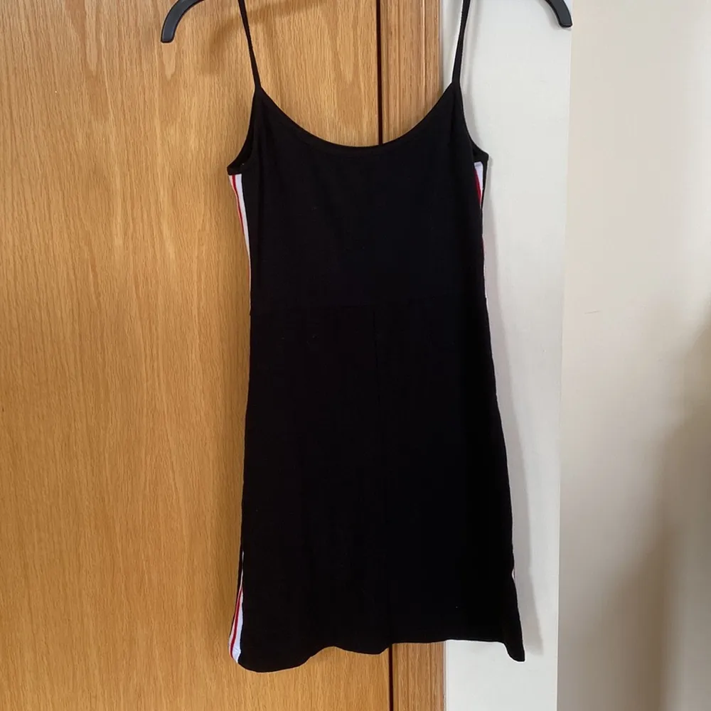 Straight, cotton, mini black dress with red/ white accents from brandy melville - Image 4