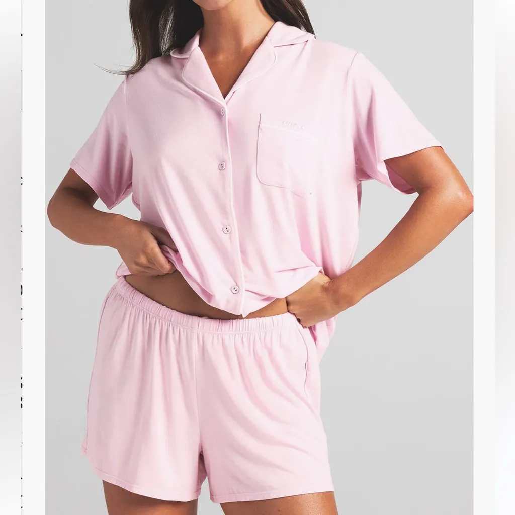 Skims Soft Lounge Cherry Blossom PJ Set Pink NWT Baby Pink NEW W TAGS - Image 3