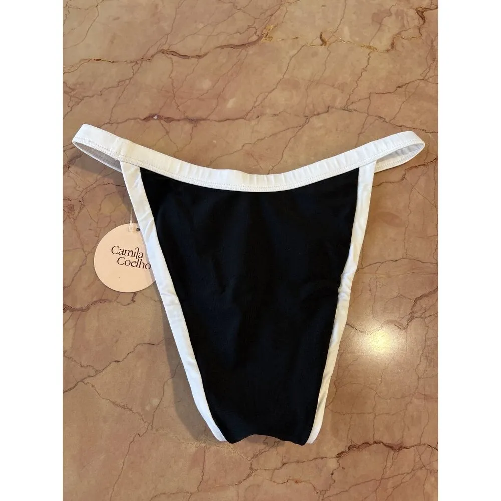 Camila Coelho Zelia Bikini Bottoms in Black & White Small New Womens Swimsuit - Image 5
