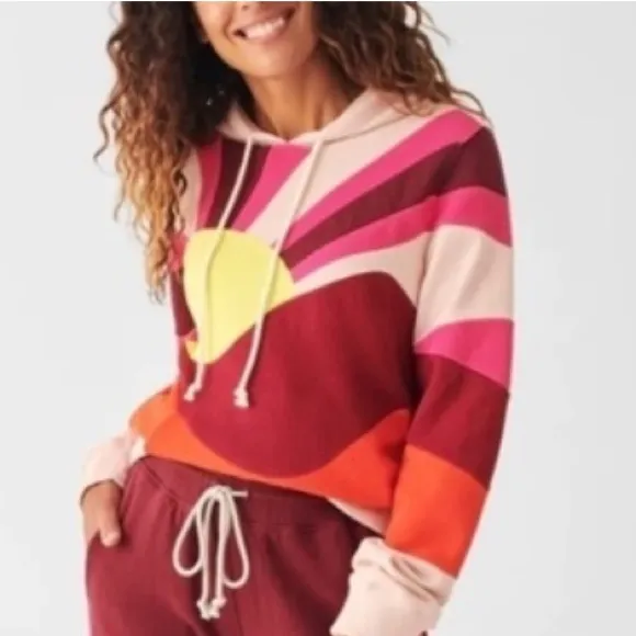 Faherty Soleil Hoodie - Maroon Banner S VGUC - Image 2