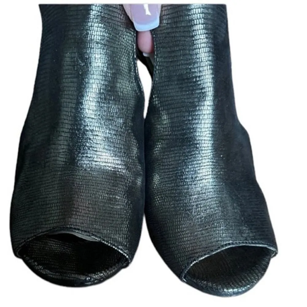 Michael Kors, gunmetal lizard pattern open toe,heel zipper stilettos size 7.5 - Image 7