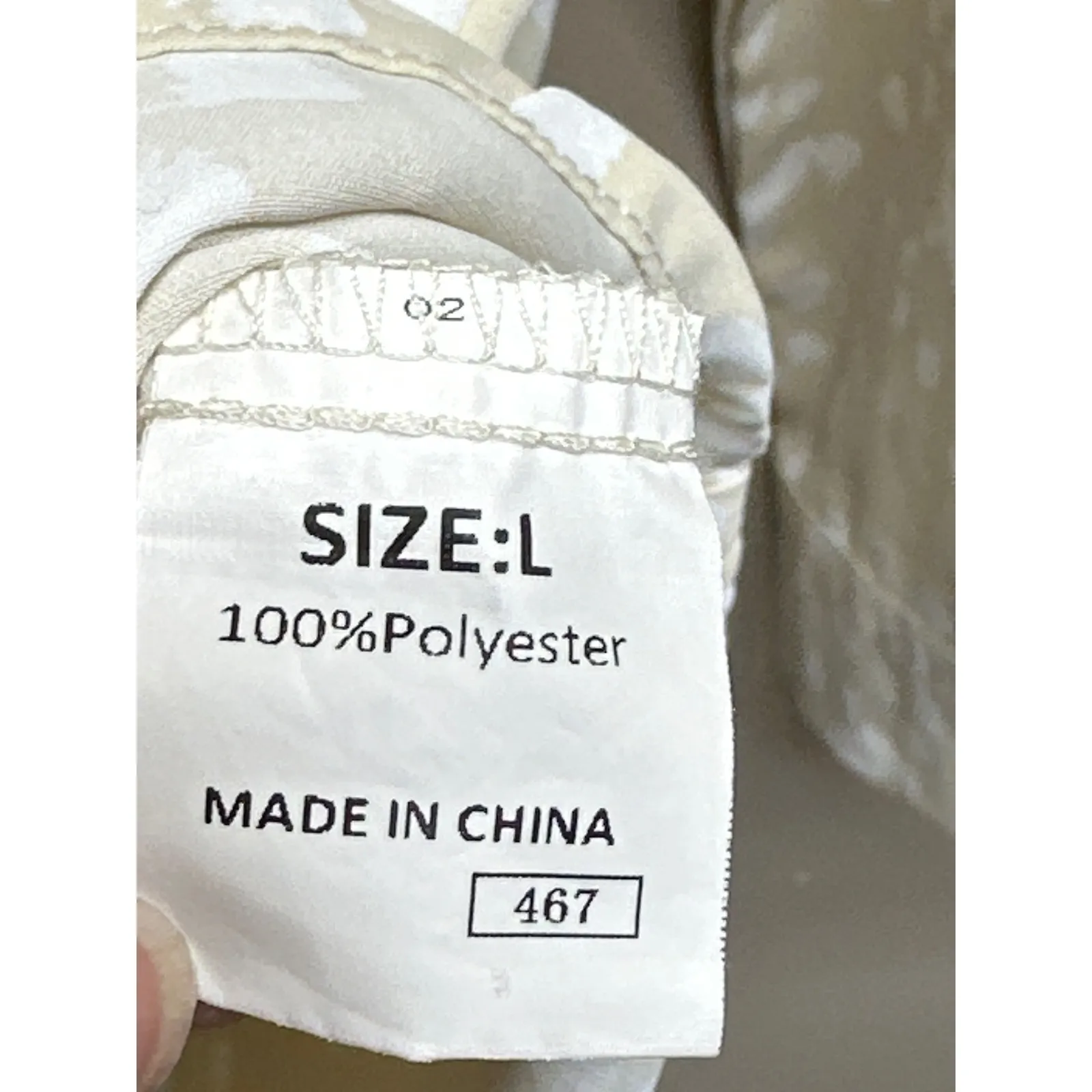 DOKOTQO Women's Beige Floral Print Button Down Long Sleeve Shirt Size Large Tan - Image 4