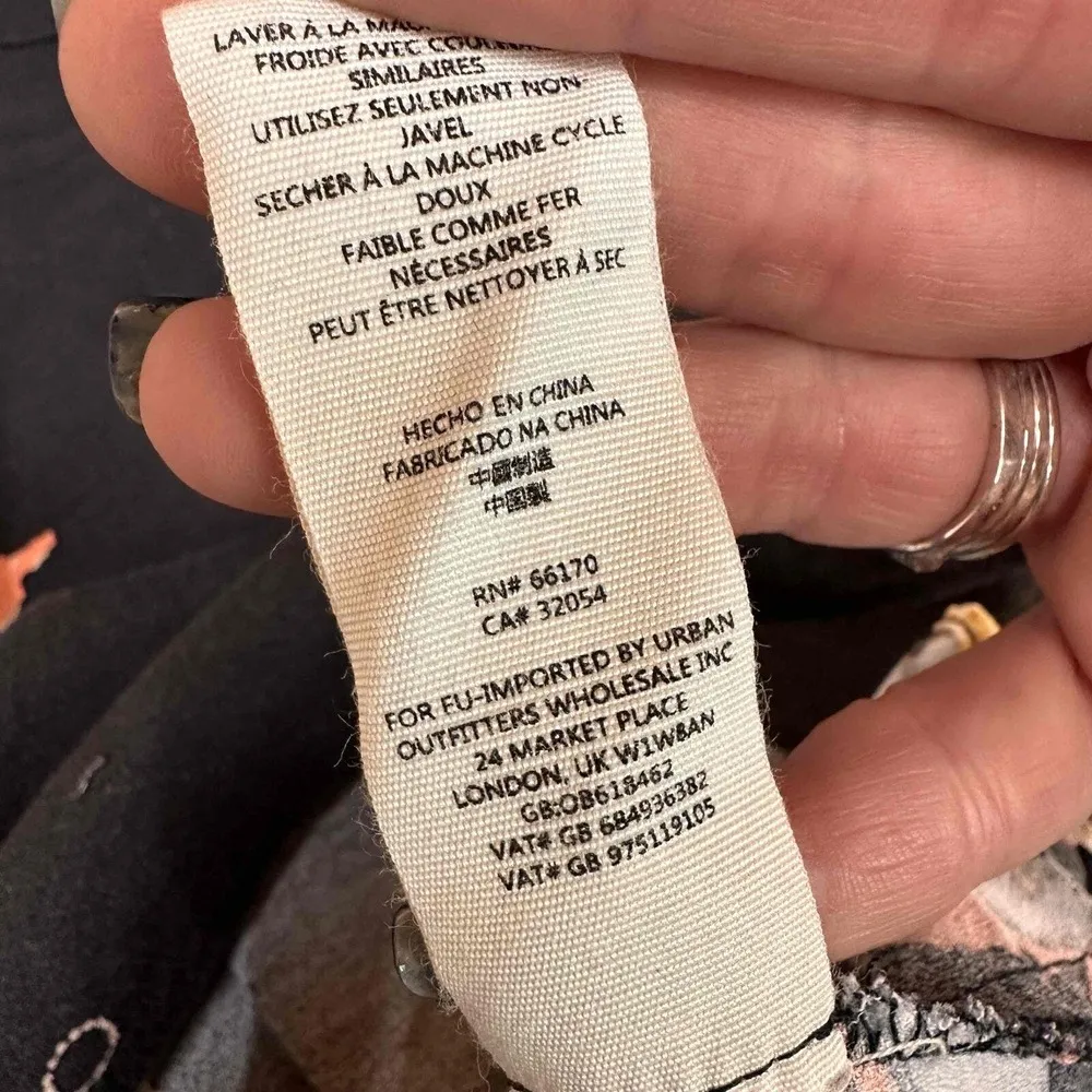 Free People Black Floral Long Sleeves Sunshadows Open Sleeve Dress Size Small - Image 11