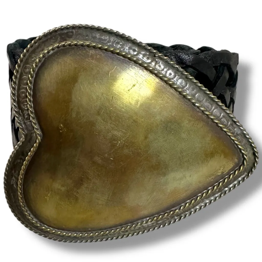 Free People Leather Heart Of Hearts Belt Black NWT OS Western Boho Valentine’s - Image 4