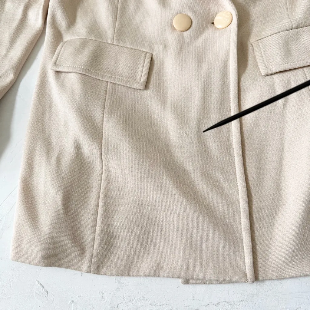 ST JOHN Vintage Cream Double Breasted Blazer Jacket Size 10 - Image 7