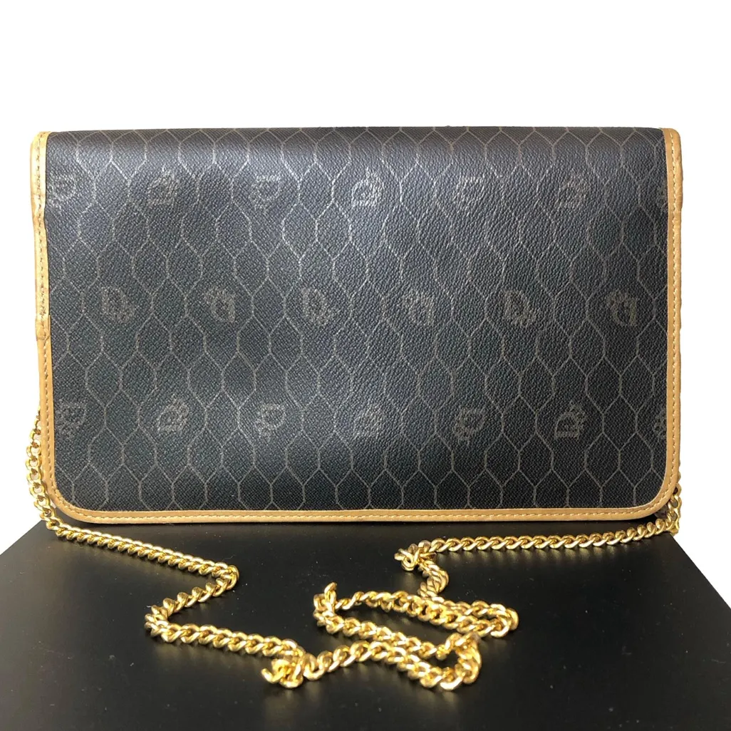 Vintage Christian DIOR Black Honeycomb Dior Logo Shoulder Bag Clutch Authentic - Image 15