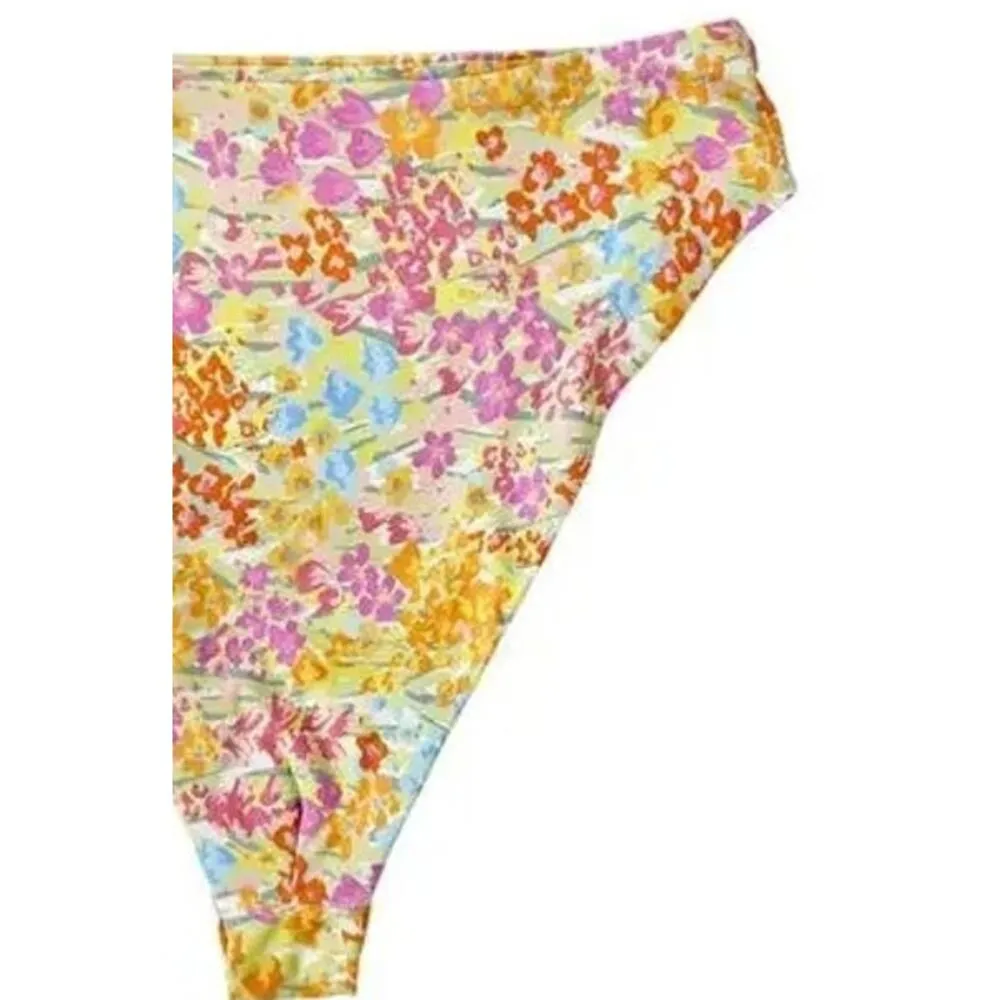 NWT Stone Fox Swim Sumatra Bikini Bottom Flower Fields XS Yellow Pink #3624 - Image 10